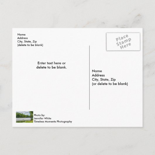 Carte postale de brouillard d'été du lac Taneycomo (Dos)