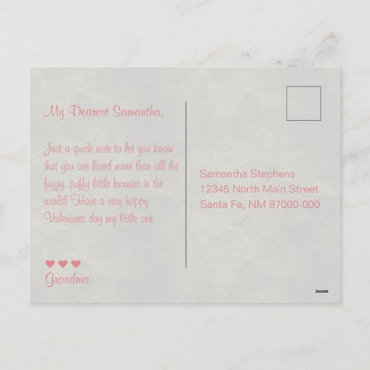 Carte postale de Bunny Valentine (Dos)