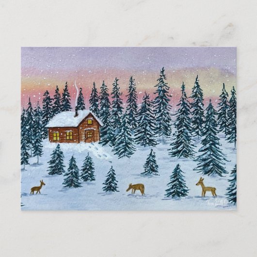 Carte postale de cabane d'hiver (Devant)