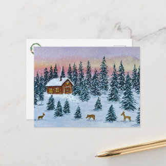 Carte postale de cabane d'hiver