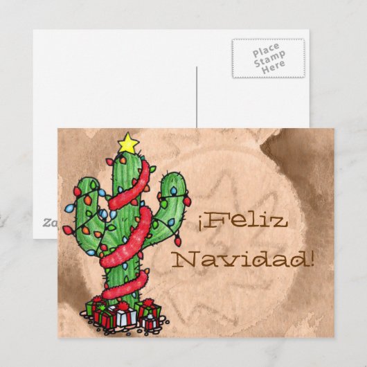 Carte postale de cactus de Noël (Devant / Derrière)