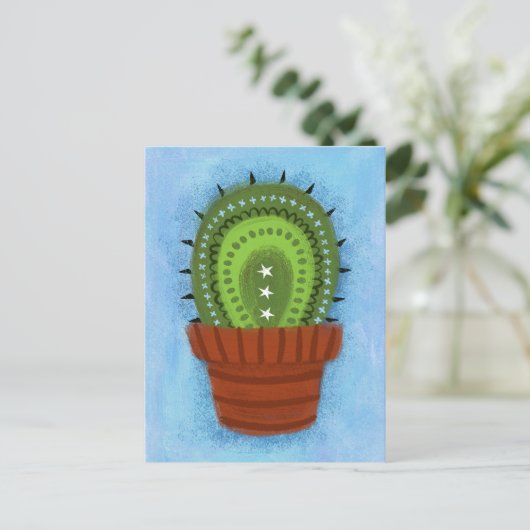 Carte postale de cactus en pot (Debout devant)