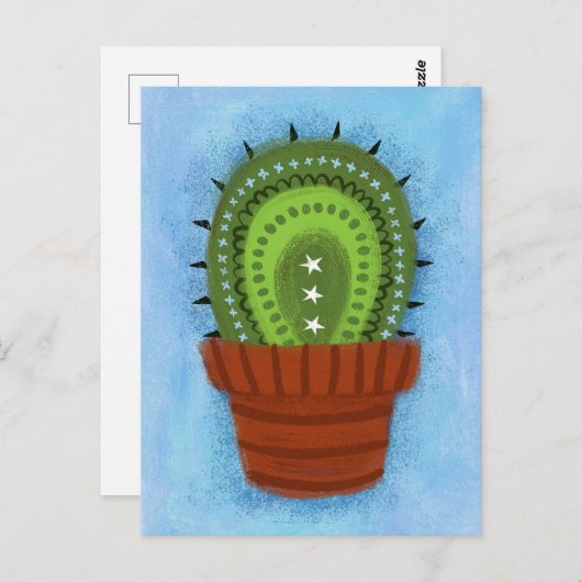 Carte postale de cactus en pot (Devant / Derrière)