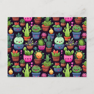 Carte postale de cactus kawaii