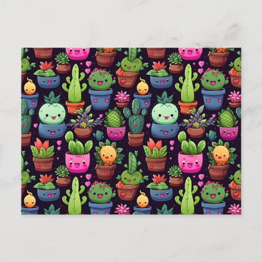 Carte postale de cactus kawaii (Devant)