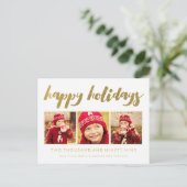 Carte postale de cadre de photo de Noël 3 d'or (Debout devant)