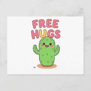 Carte postale de câlin de cactus mignon pour les a