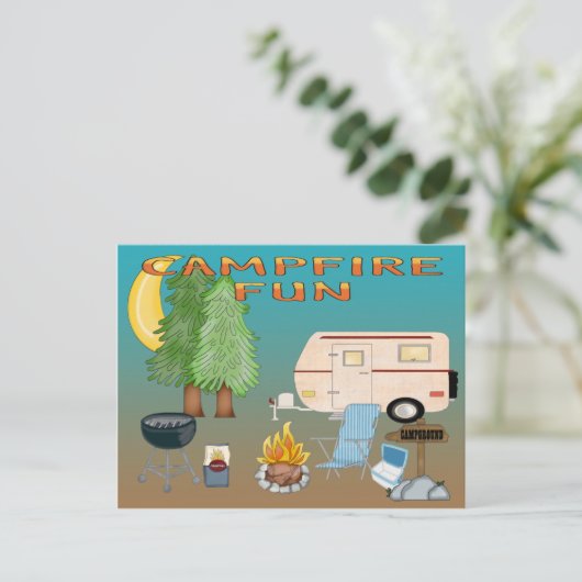 Carte postale de camping amusant (Debout devant)