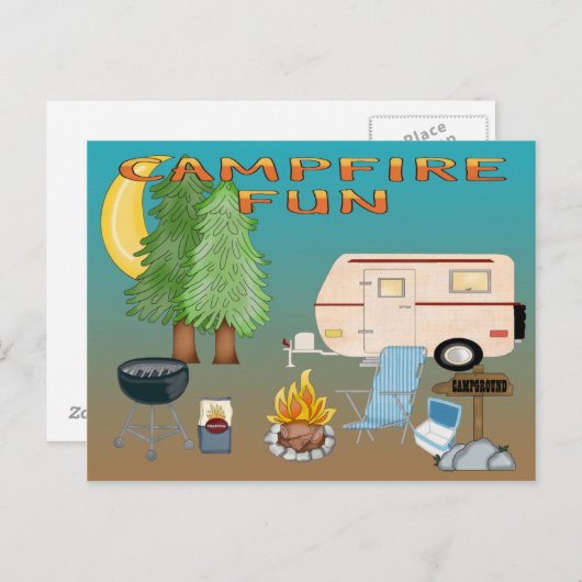 Carte postale de camping amusant (Devant / Derrière)