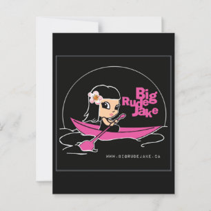 Carte postale de canot rose BRJ