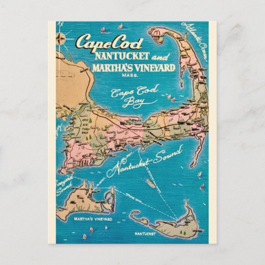 Carte postale de Cape Cod Nantucket & Martha's Vin (Devant)