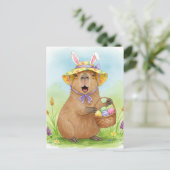 Carte postale de capybara mignon avec œufs de Pâqu (Debout devant)