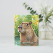 Carte postale de capybara mignon nature eau rivièr (Debout devant)