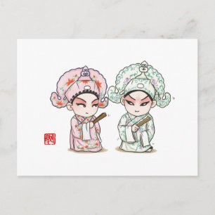 Carte postale de caractères d'opéra chinois - Lian
