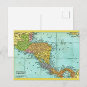 Carte postale de carte ancienne d'Amérique central (Devant / Derrière)