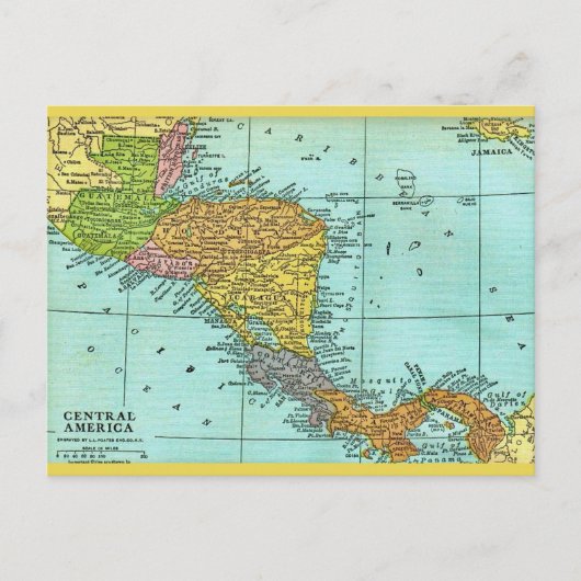Carte postale de carte ancienne d'Amérique central (Devant)