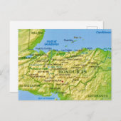 Carte postale de carte ancienne du Honduras (Devant / Derrière)