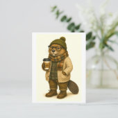 Carte postale de castor hipster (Debout devant)