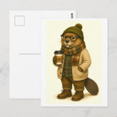 Carte postale de castor hipster (Devant / Derrière)