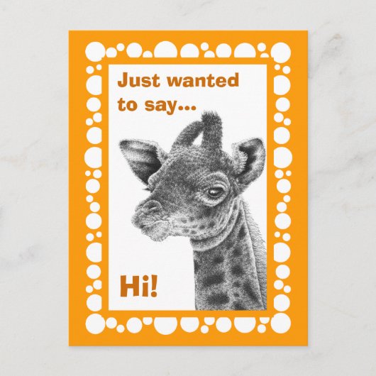 Carte postale de cercles de girafe de bébé rétro (Devant)