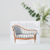 Carte postale de chaise longue rayée bleue victori (Debout devant)