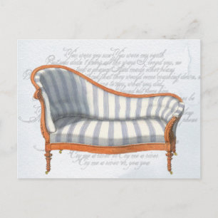 Carte postale de chaise longue rayée bleue victori