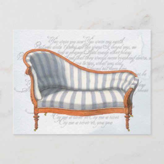 Carte postale de chaise longue rayée bleue victori (Devant)