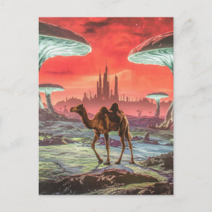 Carte postale de chameau sur une autre planète