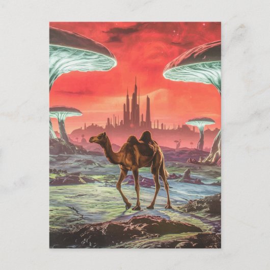 Carte postale de chameau sur une autre planète (Devant)