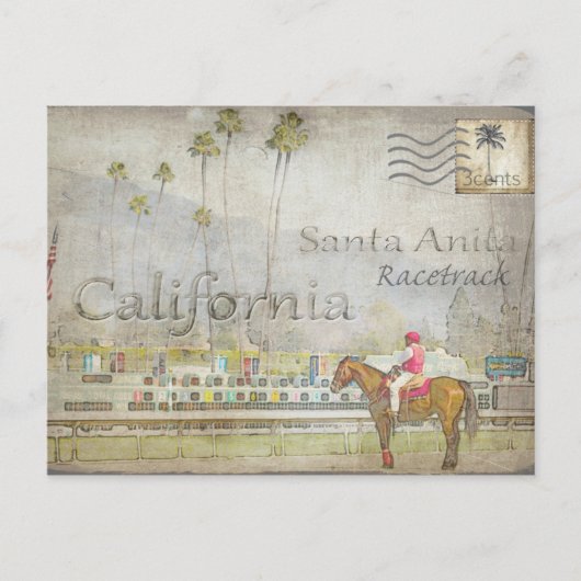 Carte postale de champ de courses de Santa Anita, (Devant)