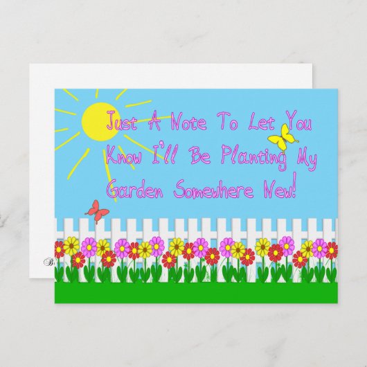 Carte postale de changement d'adresse pour le jard (Devant / Derrière)