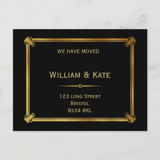 Carte postale de changement d'adresse Style Art Dé (Devant)