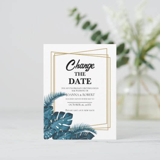 Carte postale de changement de date à feuillage bl (Debout devant)