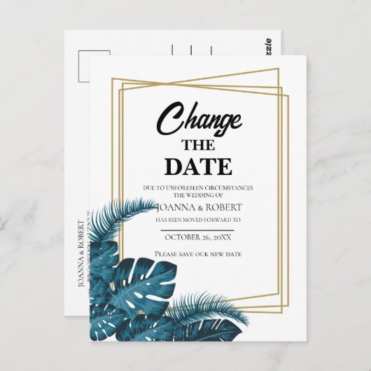 Carte postale de changement de date à feuillage bl (Devant / Derrière)