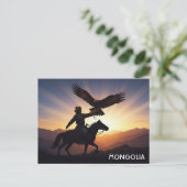 Carte postale de chasseur d'aigles de Mongolie (Debout devant)