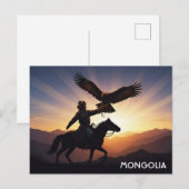 Carte postale de chasseur d'aigles de Mongolie (Devant / Derrière)