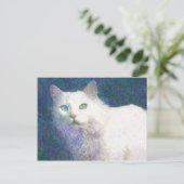 Carte postale de chat blanc texturé (Debout devant)