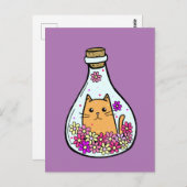 Carte postale de chat bouteille magique (Devant / Derrière)