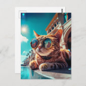 Carte postale de chat californien portant des lune (Devant / Derrière)