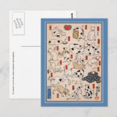 Carte postale de chat : Chats par Utagawa Kuniyosh (Devant / Derrière)