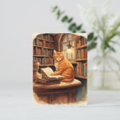 carte postale de chat de bibliothèque (Debout devant)