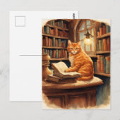 carte postale de chat de bibliothèque (Devant / Derrière)