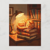 Carte postale de chat de bibliothèque cosy - Cadea (Devant)