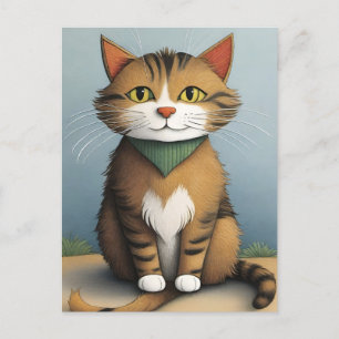 Carte postale de chat de dessin