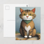Carte postale de chat de dessin (Devant / Derrière)