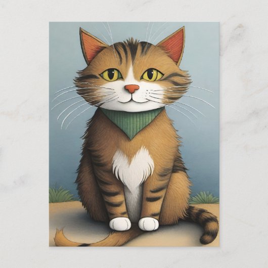 Carte postale de chat de dessin (Devant)