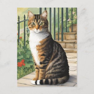 Carte postale de chat de dessin