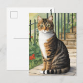 Carte postale de chat de dessin (Devant / Derrière)