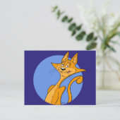 Carte postale de chat de dessin cool (Debout devant)