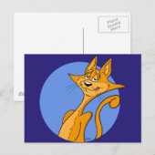 Carte postale de chat de dessin cool (Devant / Derrière)